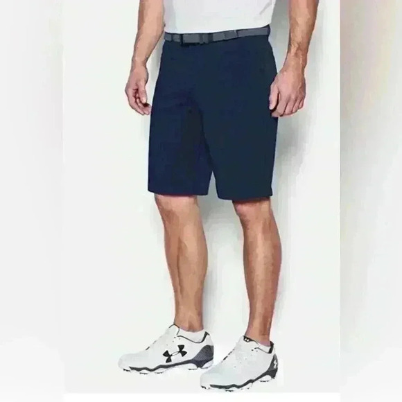 Under Armour Men HeatGear 11” Inseam Match Play Golf Shorts Navy Blue Size 38R - Picture 1 of 9